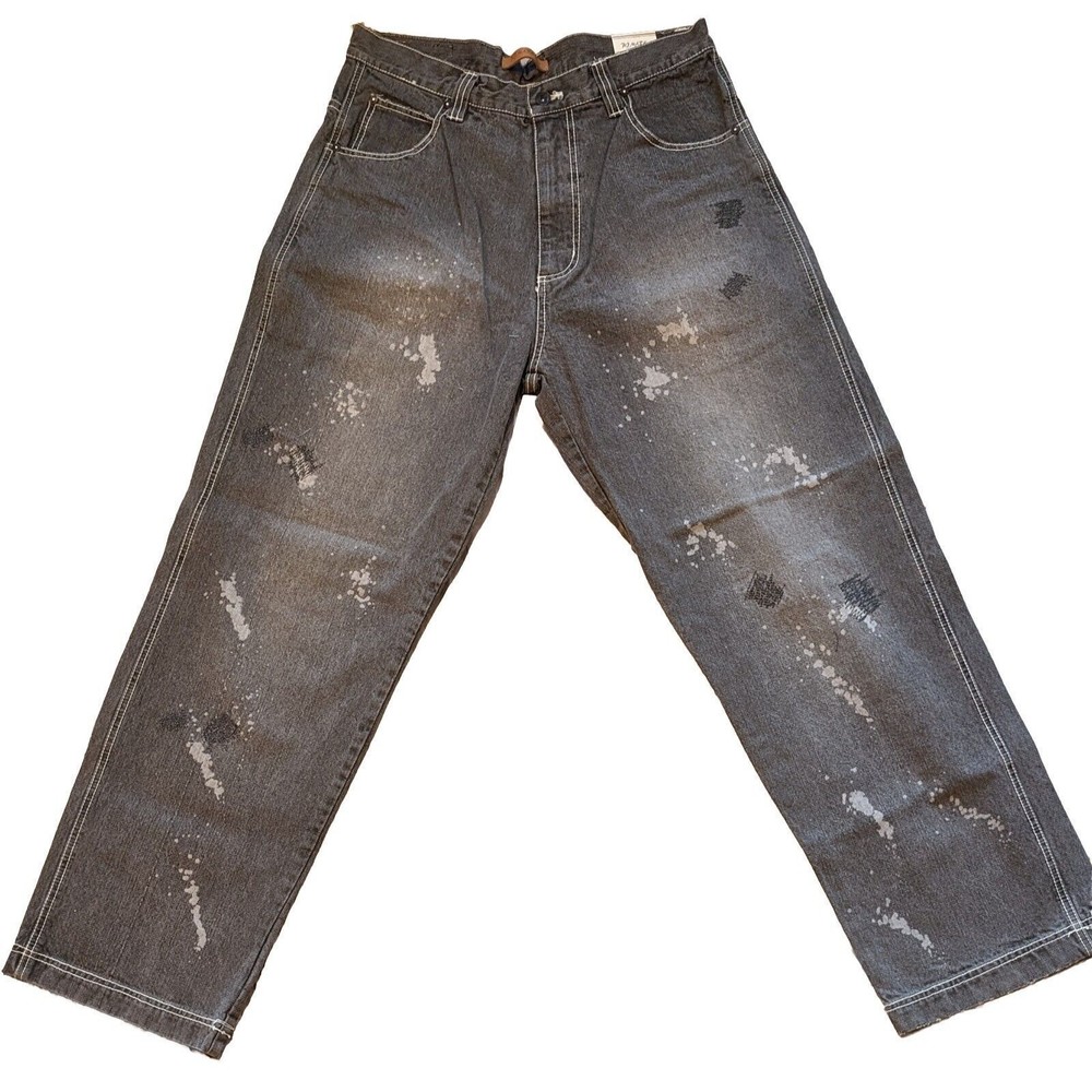 Vintage Y2K PJ MARK Men's Gray Denim Jeans 34/32 Baggy Wide Leg Cholo Skater - Picture 3 of 12